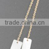 Gold Long Dangle Drop Chain With Rectangle Alloy Stone Earrings thumbnail-4