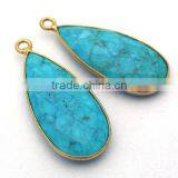 Turquoise Gemstone Connector Gold Plated Single Bail Connector thumbnail-1