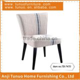 cafe chair, Linen fabric cover with a strip on the back and seat,black finish KD rubber wood round legs,TB-7470
