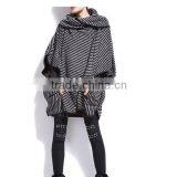 Women's Fashion Stripe Bat Poncho Cape Jacket Sweater Casual Warm Cloak Coat Knitwear thumbnail-5