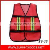 Red Adult Reflective Adjustable Safety Vest thumbnail-2
