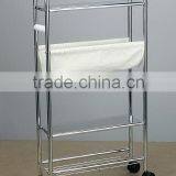 3 Tier Slim Storage Cart With Basket Bathroom Furniture