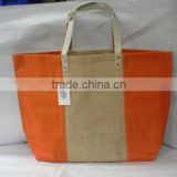 New fashion Orange Tan Jute Tote Bag