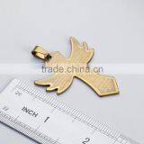 Fashion Stainless Steel Jewelry Yellow Angle Wing Cross Necklace Pendant for Boy Girls thumbnail-3