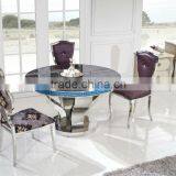 B355 Classic Design Stainless Steel Frame Flower Fabric Velvet Dining Chairs thumbnail-6