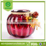 Colored Pumpkin Glass Candle Holder Halloween Uesd thumbnail-1