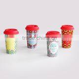 Double Wall Coffee to go Mug With "Keep Calm" Design, Porcelain With Silicone LId thumbnail-3