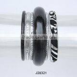 Imitation Leather Bracelet on Brass Base Black and White Colour thumbnail-1