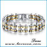 Unisex Stainless Steel Gold Biker Motorcycle Chain Link Bracelet thumbnail-1