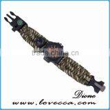 Survival Paracord Outdoor Bracelet Multifunction Watch With Compass Thermometer Whistle thumbnail-2