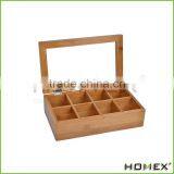 Bamboo Tea Box with Clear Lid, Natural/Homex_Factory