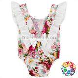 New Design Infant Baby Backless Sunsuit Jumpsuit Flutter Sleeve Floral Romper thumbnail-4
