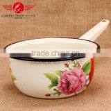 Enamelware Casserole /enamel Casserole Pot Milk Pot With Flower Decal thumbnail-4
