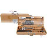 BQ-00515PCS Custom Design Stainless Steel Bamboo Handle Bbq Set thumbnail-1