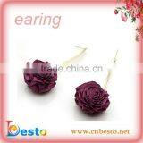 J0012P Fashion charm purple small fabric flower earring for ladies