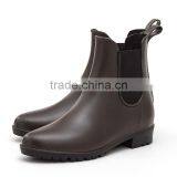 Black Matte PVC Rain Shoes Wellington Boots Chelsea Waterproof Shoes Women thumbnail-6