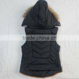 Girl Basic Padding Vest With Fur Hood thumbnail-2