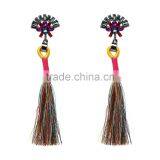 Fashion Shiny Rhinestone Colorful Long Tassel Dangle Earrings thumbnail-5
