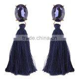 Bohemian Jewelry Big Crystal Gems With Tassel Drop Earrings for Women thumbnail-3