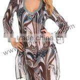Embroidered Chiffon Beach Tunic thumbnail-1