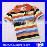 OEM High Quality Cotton 180g Orange Kids Striped Short Sleeve Polo Shirt thumbnail-1