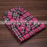 Womens Plain Lined Plaid Flannel Shirt thumbnail-2