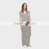 Ladies Stripe Dress Shortsleeve Maxi Dress thumbnail-2