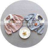 S17735A Autumn Spring Baby Girls Checked Ruched Collar Blouses thumbnail-4