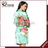 Silk satin floral robe kimono robes bath robe Custom made japan kimono robe LF005