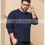 Men's Spring Long Sleeve Cotton Slub Plus Size O-neck Tee Shirt With Button Placket thumbnail-3