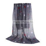 Voile Scarves & Wraps Rectangle Black Light Brown Dot Wholesale Scarves thumbnail-1