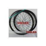 700C Carbon Wheels Clincher 38MM White Hubs Black Spokes 3K Glossy thumbnail-1