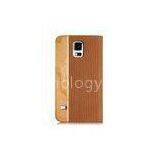 Wood Samsung Galaxy S5 Wallet Case Brown Personalized Leather Flip Phone Case