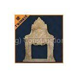 Yellow Craved Travertine Fireplace Mantel / Simple Fireplace Surrounds thumbnail-1