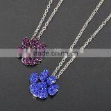 2015 Fashion Paw Print Necklace Factory Price Colorful Crystal Paw Print Charm Necklace thumbnail-2