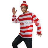 Party Carnival Red White Strips Where's Waldo Costume t Shirt MAB-99 thumbnail-1