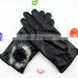 Cute Fashion Warm Leather Gloves With Velvet Lint for Driving and Touch Gloves for Ladies and Women