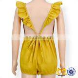Trendy Newborn Baby Romper Yellow Plain Lace Flutter Sleeve Design Clothes Baby Girl Romper thumbnail-5