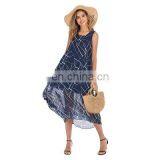 2020 Explosion Models Summer Plus Size Chiffon Floral V-neck Strap Dress New Loose Print Fashion Factory Direct Sales thumbnail-5