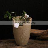 Modern Style Excellent Quality Glazed White Point Black Ceramic Flower Pots for Hall thumbnail-1