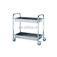 Stainless Steel 2 Tier Bowls Service Trolley With Square Tube /Restaurant Cleaning Service Trolley