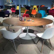 DAR Reinforce White Fiberglass Eames Armchair With Stainless Steel Base for Sale thumbnail-4