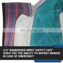 Cow Split Leather Working Gloves/ Rubberized Cuff and Cotton Cloth Back/Cotton Lined thumbnail-4
