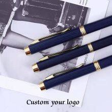 Ballpoint Pen Manufacturer Twist Actional Royal Blue Metal Collection Ballpoint Pen With Gold Accents thumbnail-3