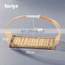 Mini Bamboo Weaving Storage Basket Bamboo Platter Tray For Decor Table thumbnail-3