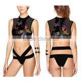 (ODM/OEM Factory)latex swimsuit/high cut one piece swimsuit/swimsuit women BLACK designed bikini sexy nude black
