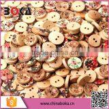 Sewing 2 Holes White Round Pattern Wood Buttons 15mm