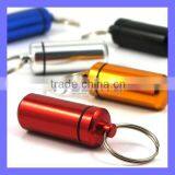Screw Cover Rubber Airtight Metal Capsule Bottle with Keychain
