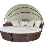 Top Sale KD Steel Round Rattan Daybed With Canopy thumbnail-1