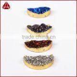 Titanium Druzy Half Moon Connector-rainbow, Blue, Opal White, Silbver, Coffee, Green thumbnail-5